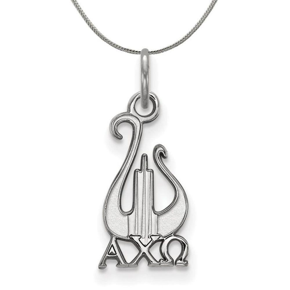 Sterling Silver Alpha Chi Omega Small Pendant Necklace - 20 Inch